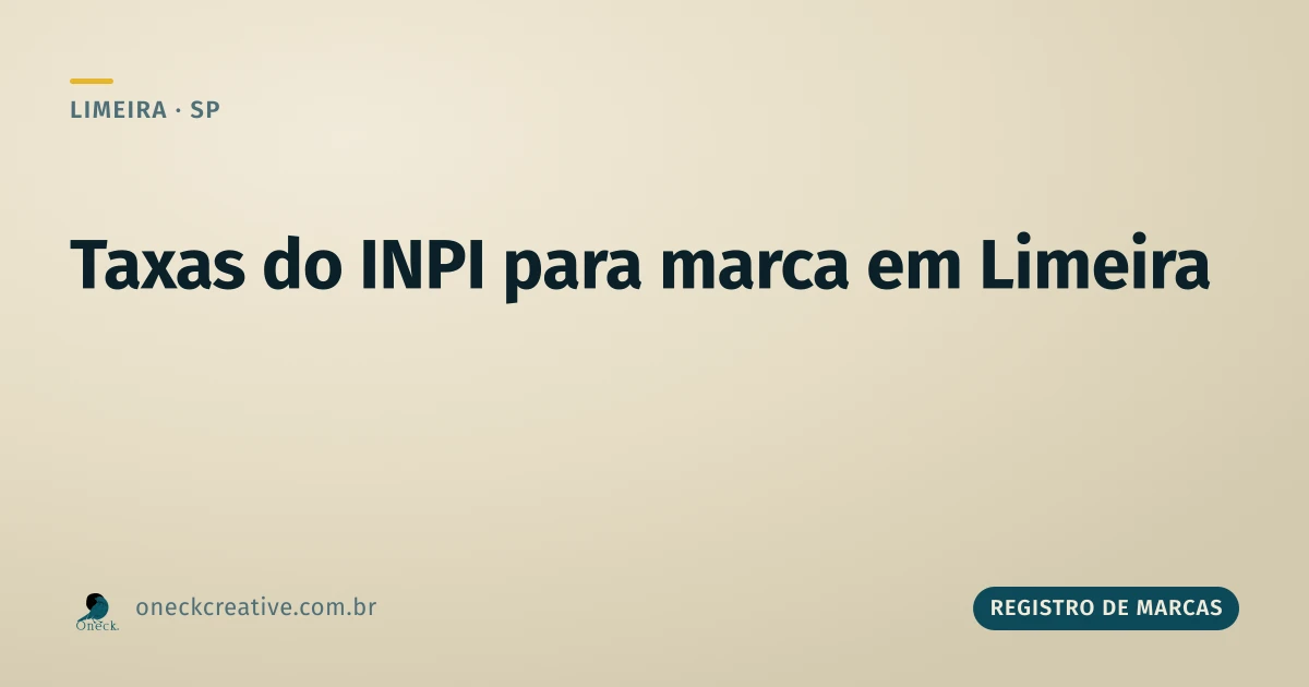 Quais são as taxas para registro de marca no INPI em Limeira