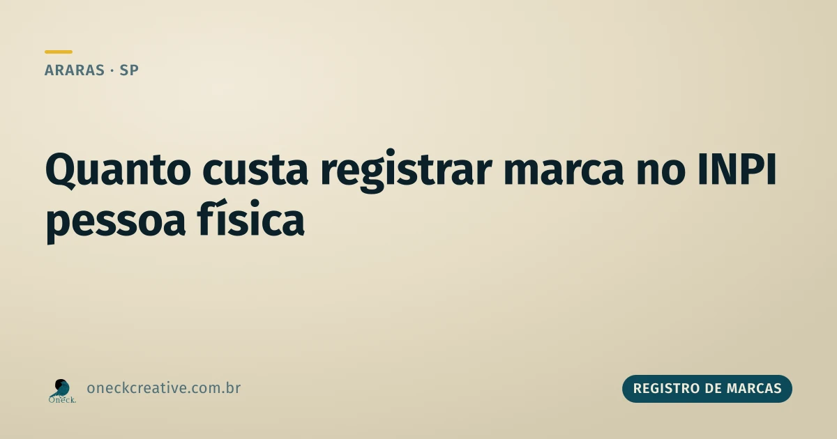 Quanto custa registrar uma marca no INPI para pessoa física, em Araras
